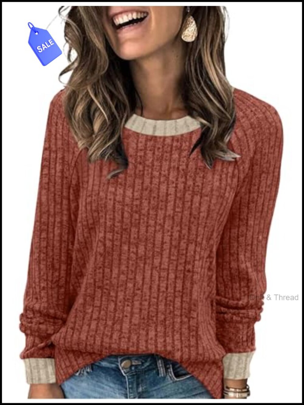 Womens Long Sleeve Color Block Tunic Top Lightweight Casual Fall Winter Soft